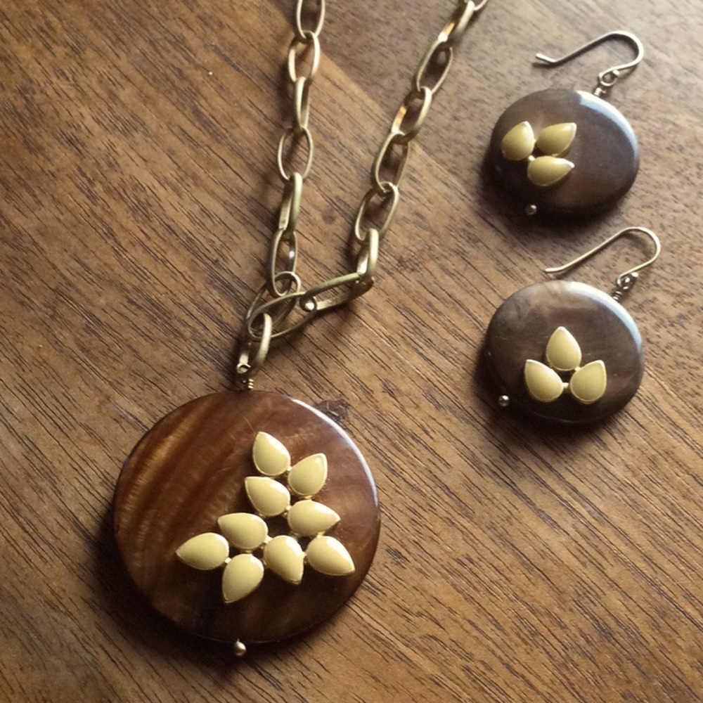 NWOT Anthro Amber Necklace & Earring Set
